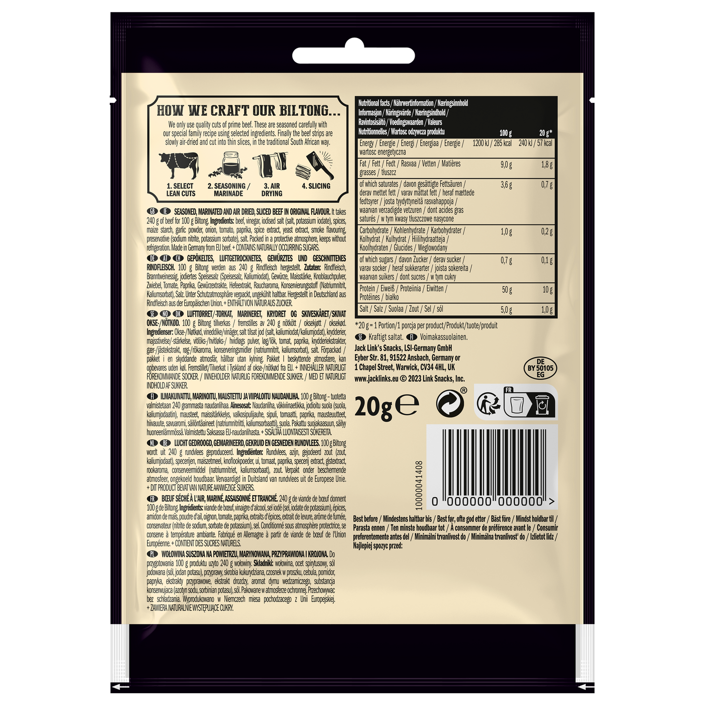 Jack Link's Biltong Original 60g